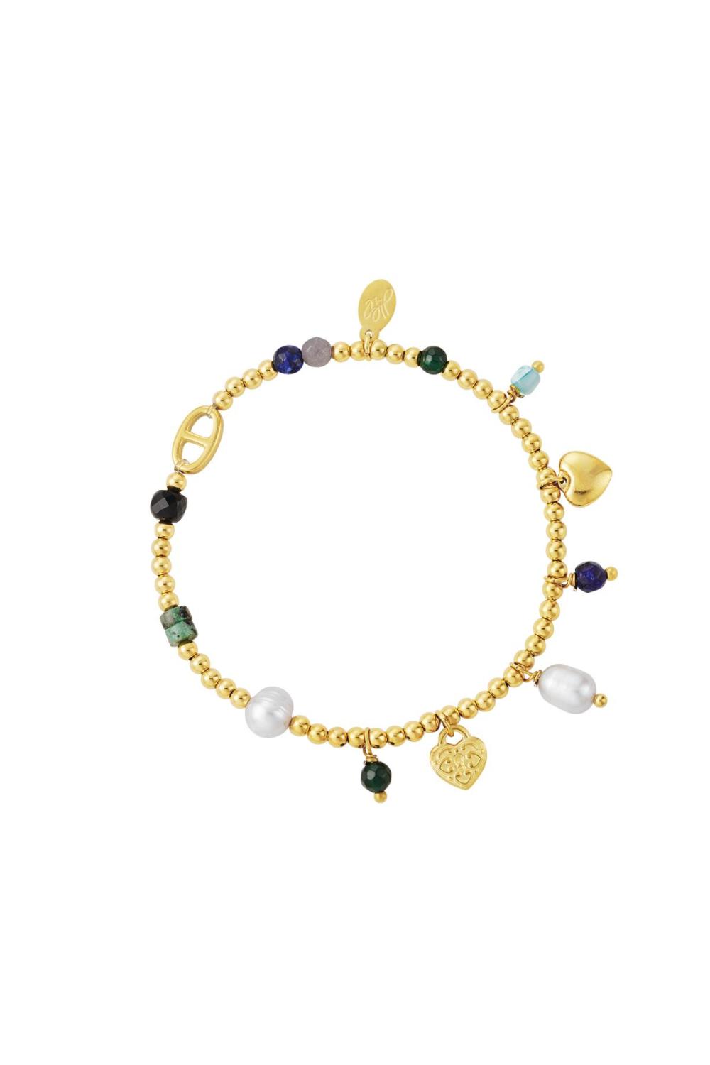 Bracelet Acier Inoxydable Perles La Belle Vie Couleur Or 
