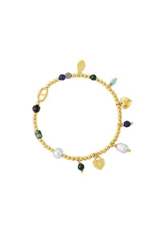 Bracelet Acier Inoxydable Perles La Belle Vie Couleur Or h5 