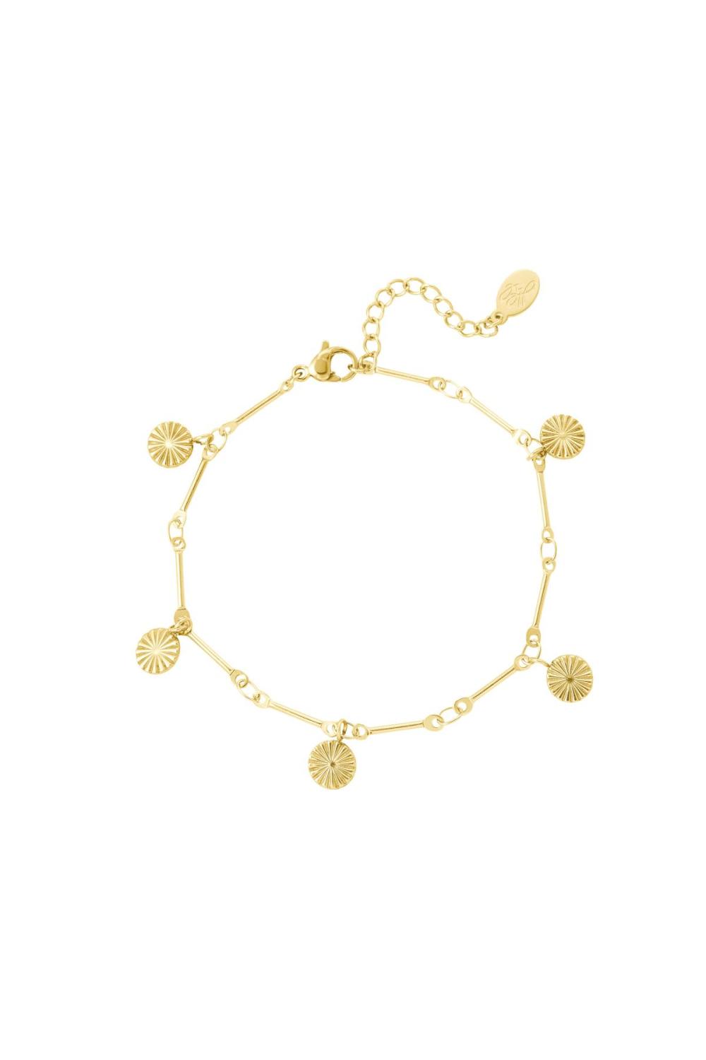 Bracelet Avec Breloque Cercle Couleur Or Acier Inoxydable 
