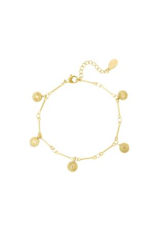 Bracelet Avec Breloque Cercle Couleur Or Acier Inoxydable h5 