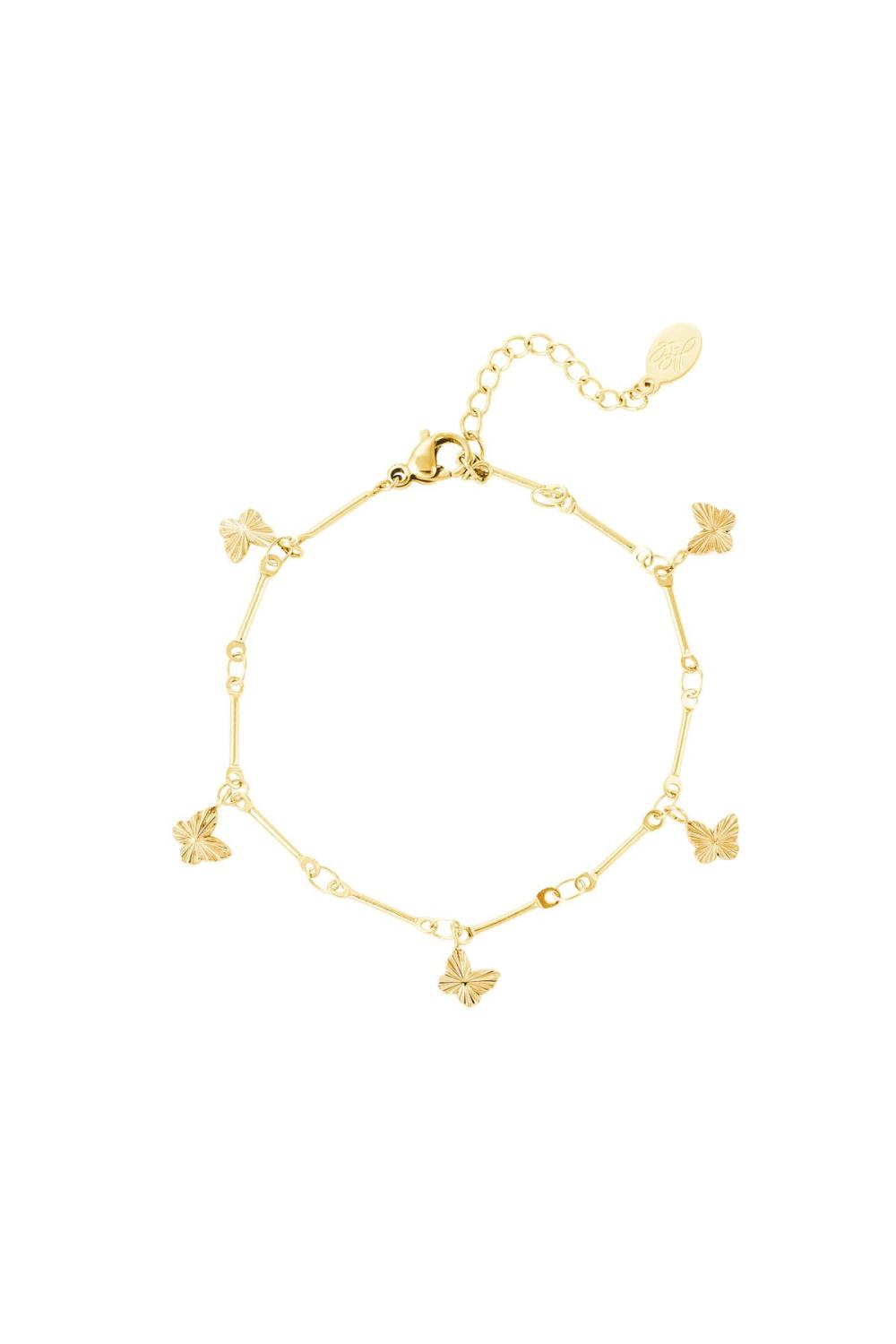 Bracelet Papillon Couleur Or Acier Inoxydable