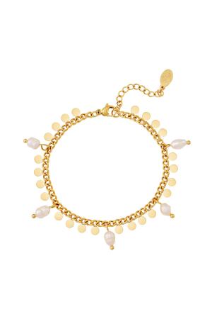 Bracelet Avec Perles Et Cercles Couleur Or Acier Inoxydable h5