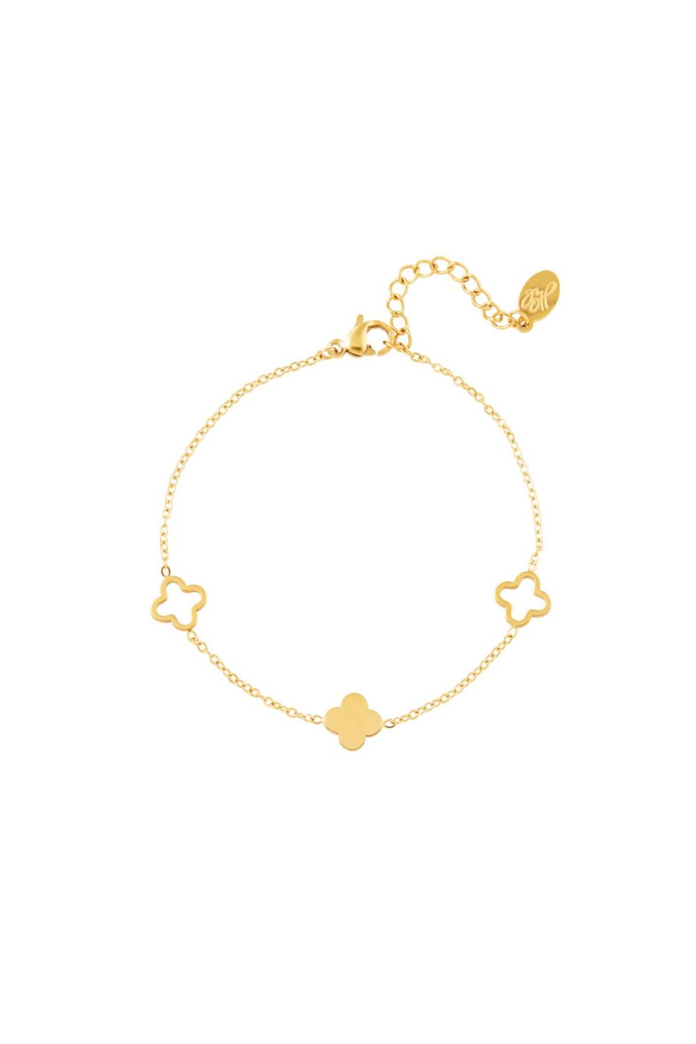Bracelet Trèfles Couleur Or Acier Inoxydable 