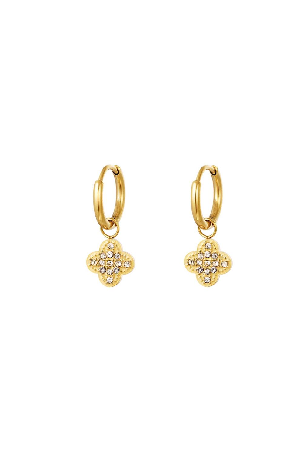 Boucles D'oreilles Trèfle Zircon Acier Inoxydable 