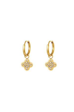 Boucles D'oreilles Trèfle Zircon Acier Inoxydable h5 