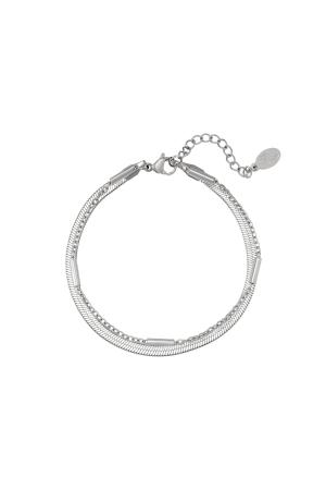 Bracelet En Acier Inoxydable Double Chaîne Argenté h5