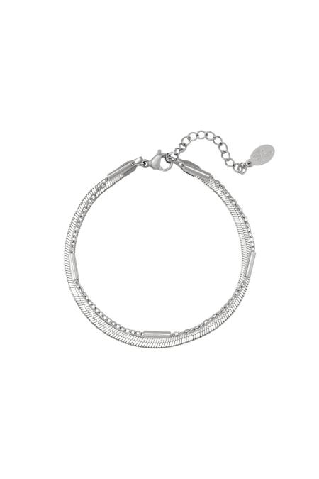 Bracelet en acier inoxydable double chaîne Argenté