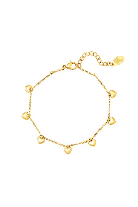 Bracelet avec breloques coeur Couleur or Acier inoxydable