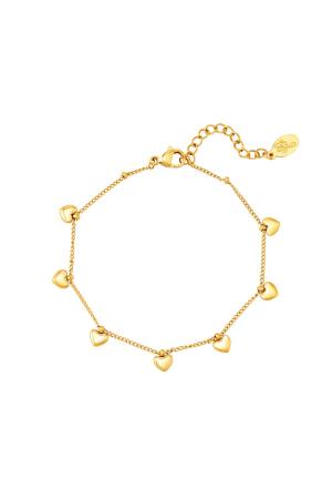 Bracelet Avec Breloques Coeur Couleur Or Acier Inoxydable h5