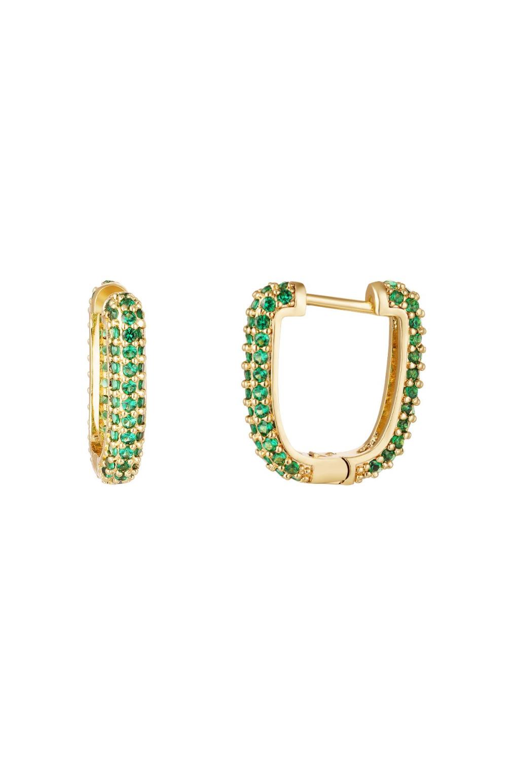Boucles D'oreilles Avec Détails En Zircon Vert & Couleur Or Cuivré 