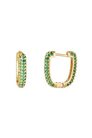 Boucles D'oreilles Avec Détails En Zircon Vert & Couleur Or Cuivré h5 