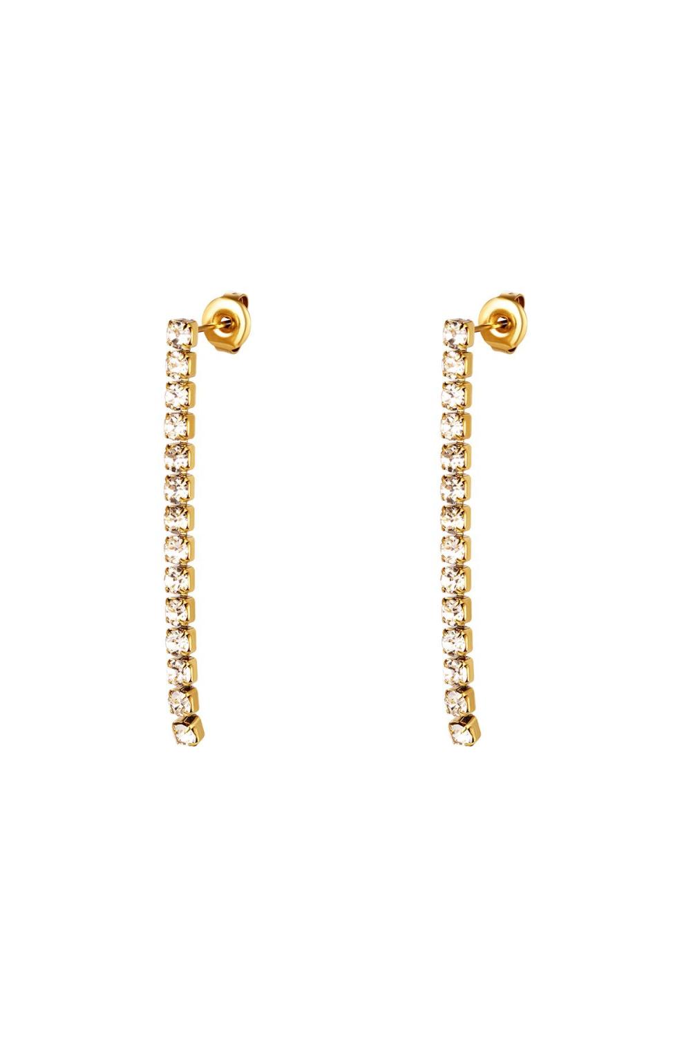 Boucles D'oreilles Chandelier Avec Strass Couleur Or Blanc Acier Inoxydable