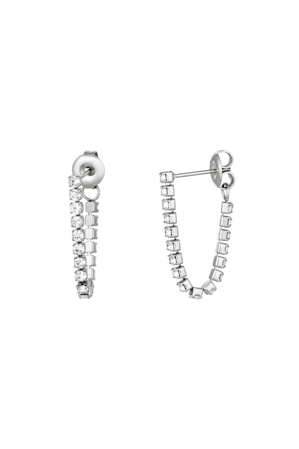 Boucles D'oreilles Clous Avec Chaîne Pendante Argenté Acier Inoxydable 
