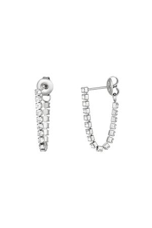 Boucles D'oreilles Clous Avec Chaîne Pendante Argenté Acier Inoxydable h5 