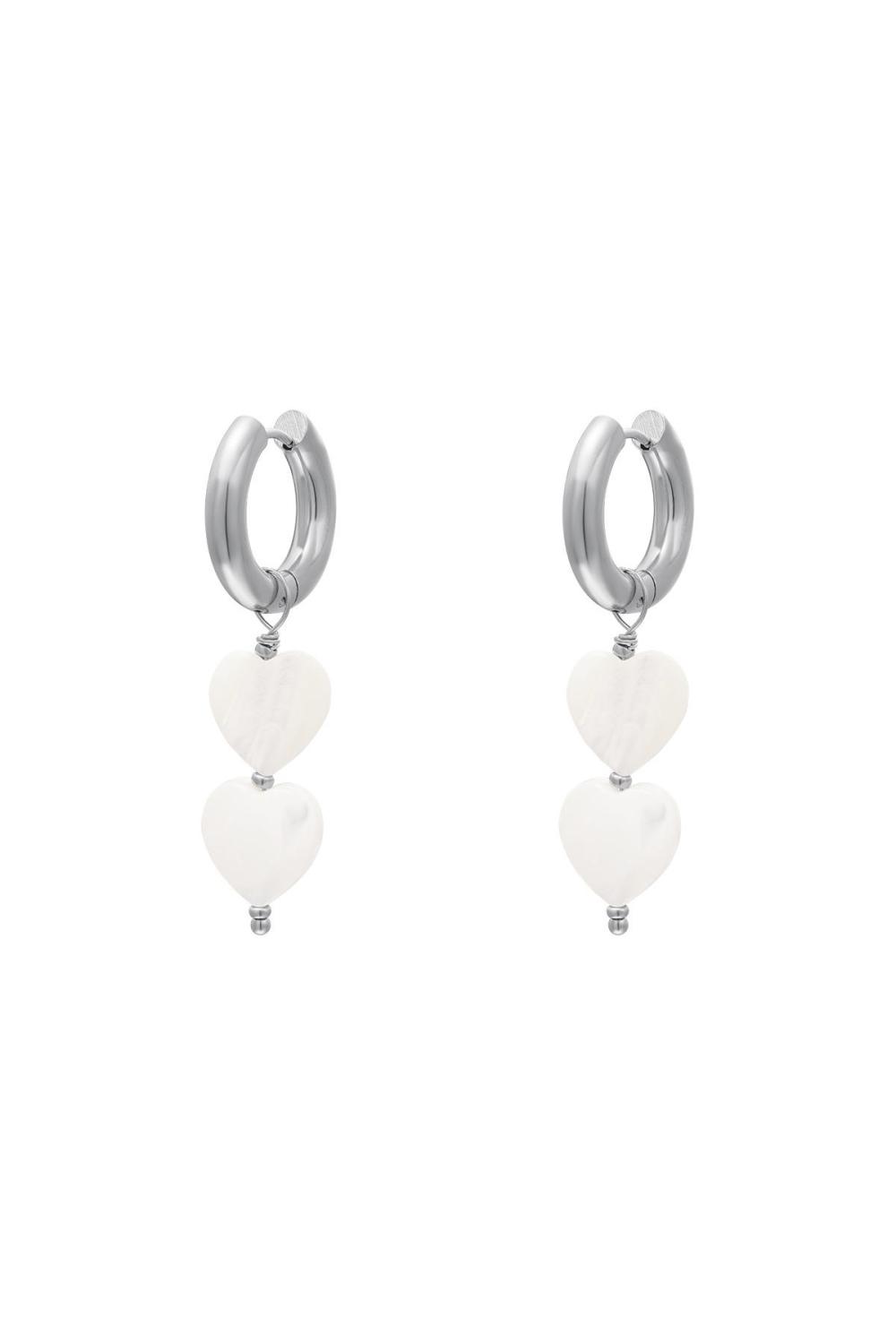 Boucles D'oreilles Coeurs Perles - Collection #Summergirls Couleur Or Blanc Coquilles 