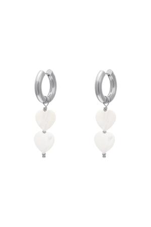 Boucles D'oreilles Coeurs Perles - Collection #Summergirls Couleur Or Blanc Coquilles h5 
