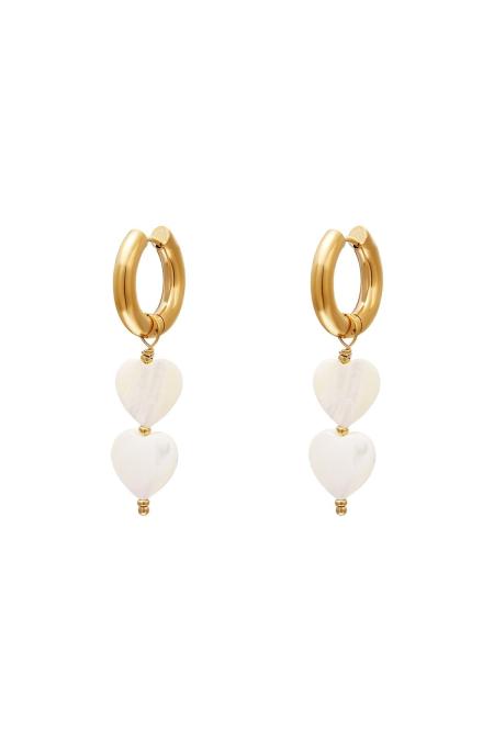 Boucles d'oreilles coeurs perles - collection #summergirls Couleur or blanc Coquilles