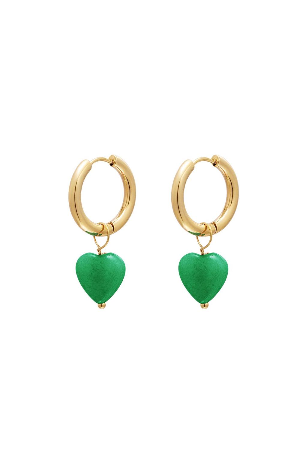 Boucles D'oreilles Coeur - Collection #Summergirls Vert Acier Inoxydable 