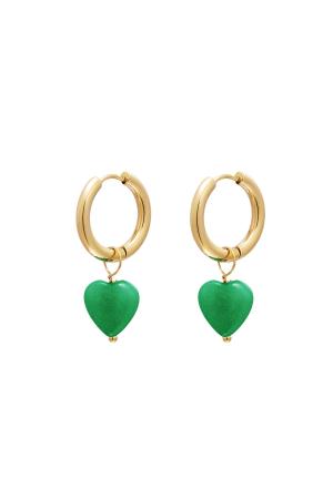 Boucles D'oreilles Coeur - Collection #Summergirls Vert Acier Inoxydable h5 