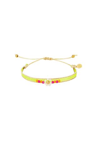 Bracelet En Tissu Fleur Jaune Polyester h5 