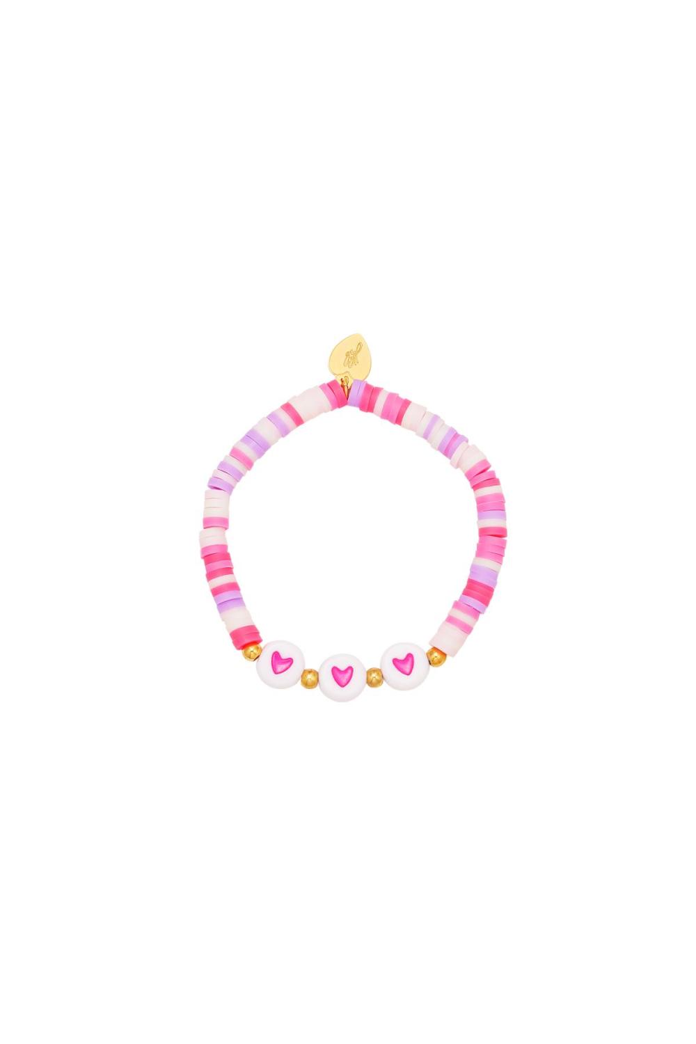 Kids - Bracelet Coeurs - Collection Mère-Fille Rosé Polymer Clay 