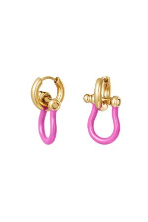 Boucles D'oreilles Manille Colorée Rose Acier Inoxydable h5 