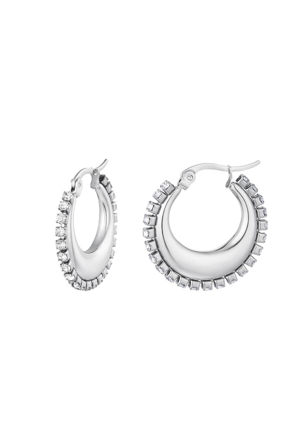 Pendientes Redondos Con Circón Argenté Acier Inoxydable 