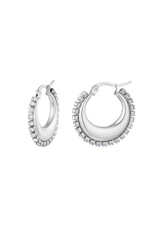 Pendientes Redondos Con Circón Argenté Acier Inoxydable h5 