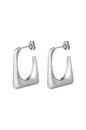 Boucles D'oreilles Funky Rectangle Argenté Acier Inoxydable h5