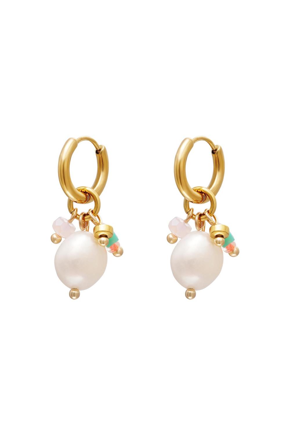 Boucles D'oreilles Pendantes En Perles Acier Inoxydable