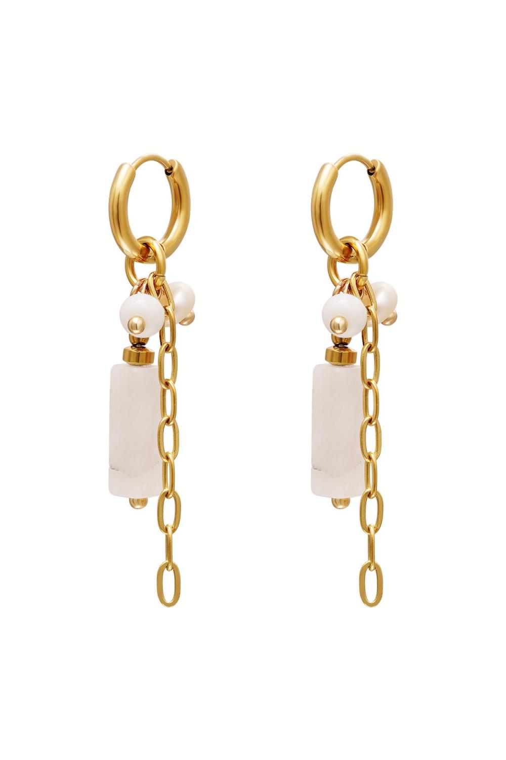 Boucles D'oreilles Chaîne Colorée Couleur Or Blanc Acier Inoxydable