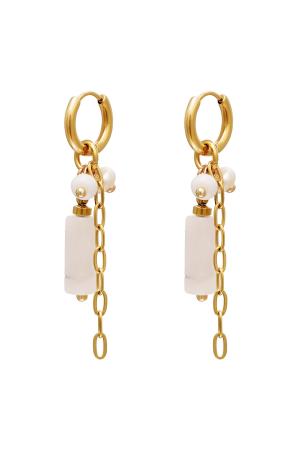 Boucles D'oreilles Chaîne Colorée Couleur Or Blanc Acier Inoxydable h5