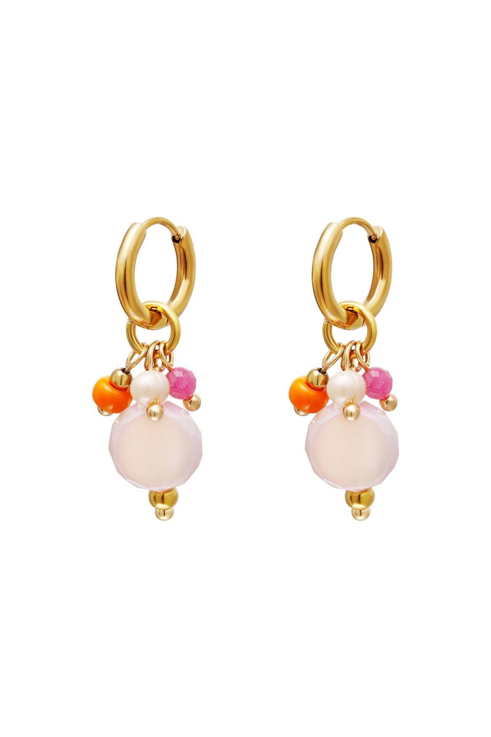 Boucles D'oreilles Cercle Pendantes Rose & Couleur Or Acier Inoxydable 