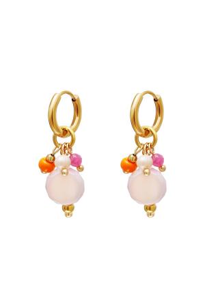 Boucles D'oreilles Cercle Pendantes Rose & Couleur Or Acier Inoxydable h5 