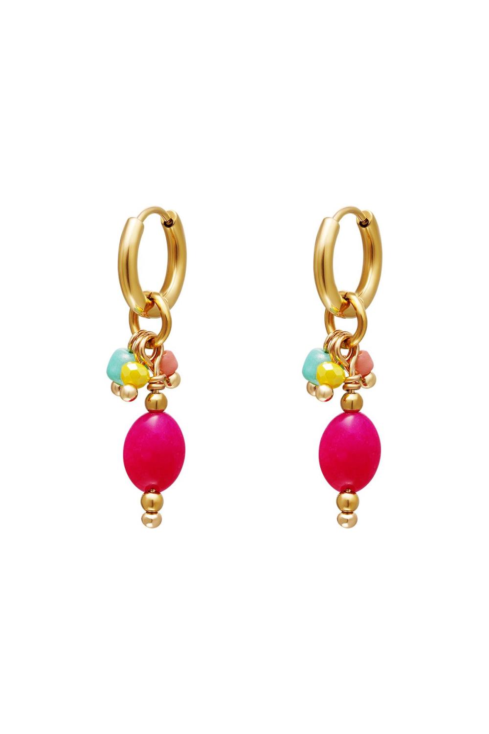 Boucles D'oreilles Ovales Pendantes Rosé Acier Inoxydable 