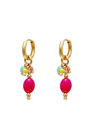 Boucles D'oreilles Ovales Pendantes Rosé Acier Inoxydable h5 
