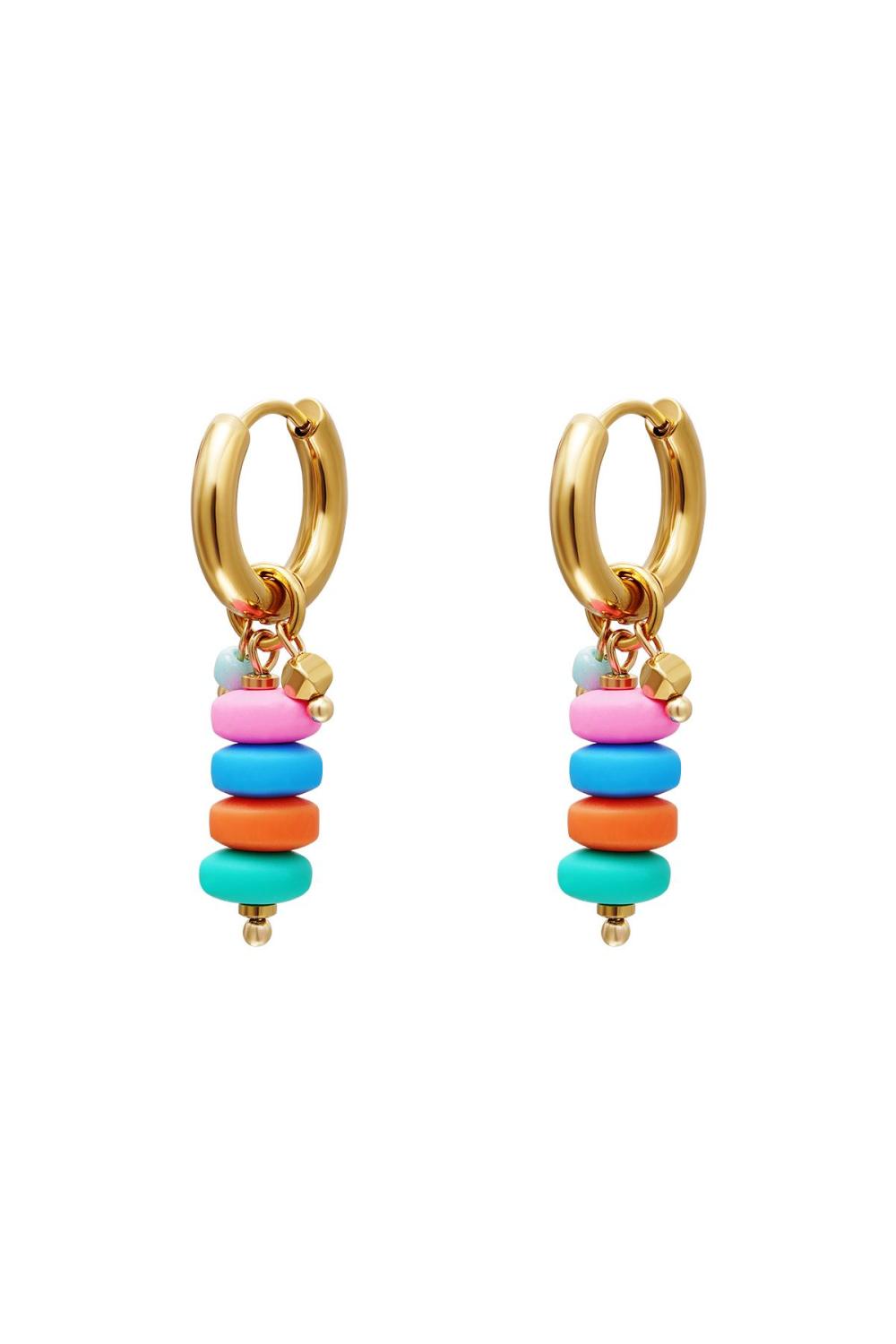 Boucles D'oreilles Perles Colorées Acier Inoxydable