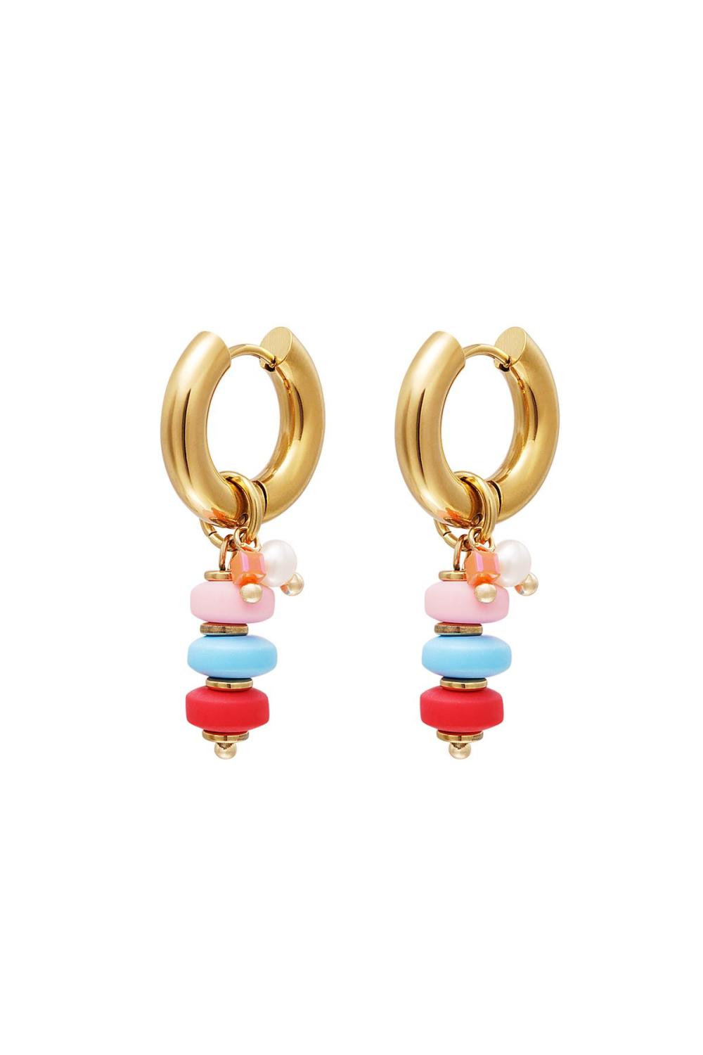 Boucles D'oreilles Perles Colorées Acier Inoxydable 