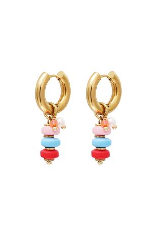 Boucles D'oreilles Perles Colorées Acier Inoxydable h5 