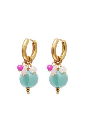 Boucles D'oreilles Cercle Pendantes Bleu & Couleur Or Acier Inoxydable h5 