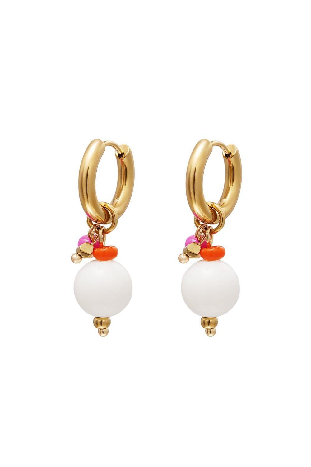 Boucles D'oreilles Boules Pendantes Couleur Or Blanc Acier Inoxydable 