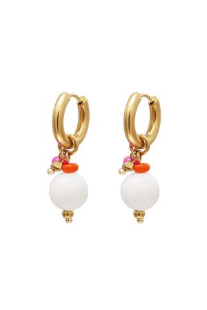 Boucles D'oreilles Boules Pendantes Couleur Or Blanc Acier Inoxydable h5 