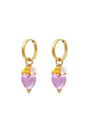 Boucles D'oreilles Coeur Pendantes Violet Acier Inoxydable h5 