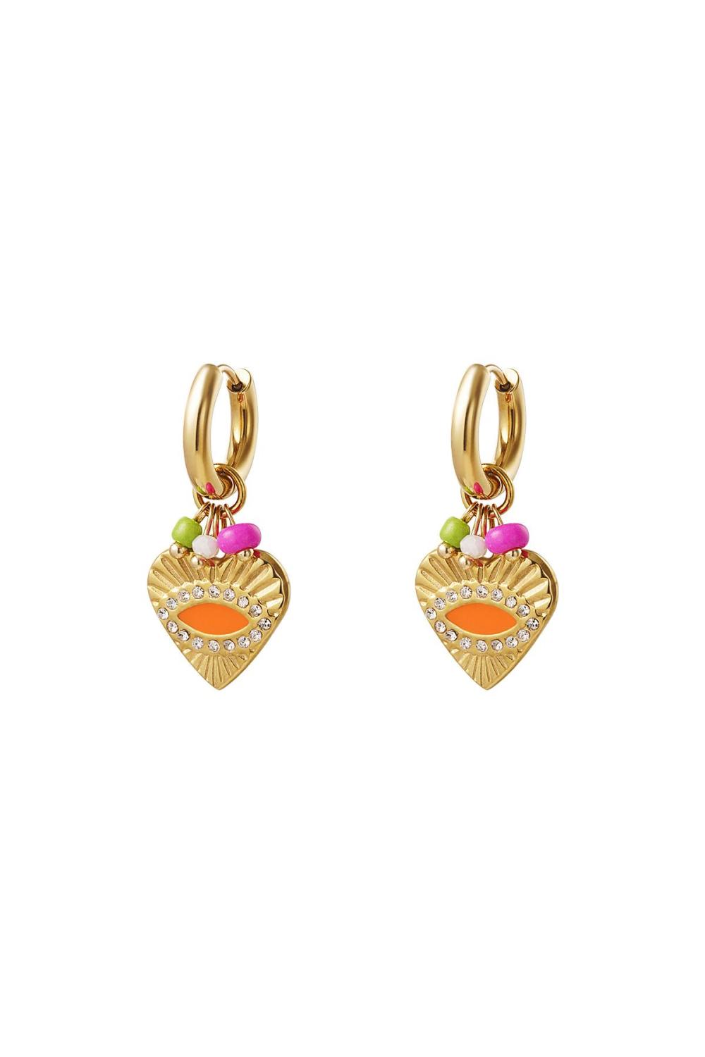 Boucles D'oreilles Coeur Pendantes Acier Inoxydable 