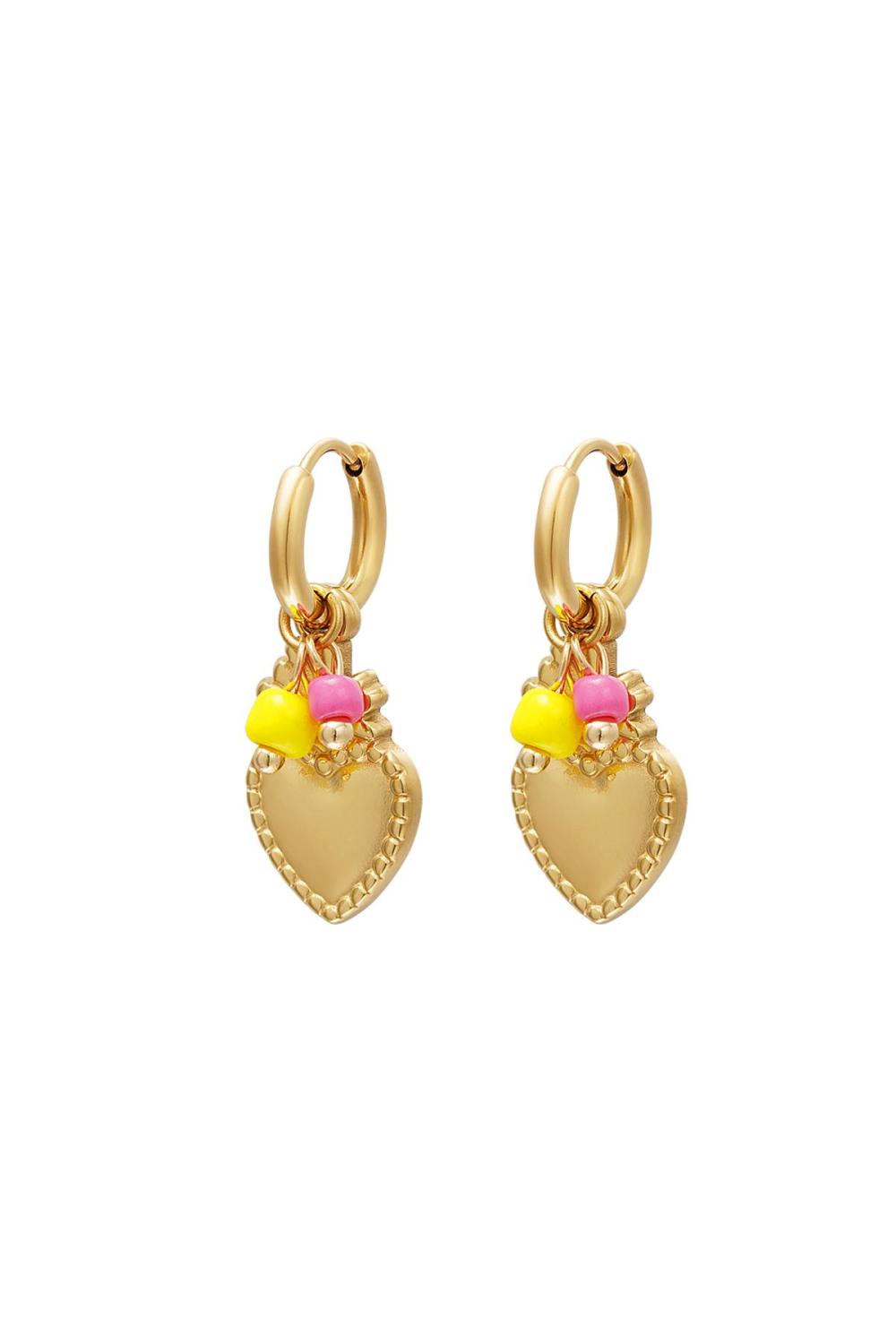 Boucles D'oreilles Coeur Pendantes Acier Inoxydable 