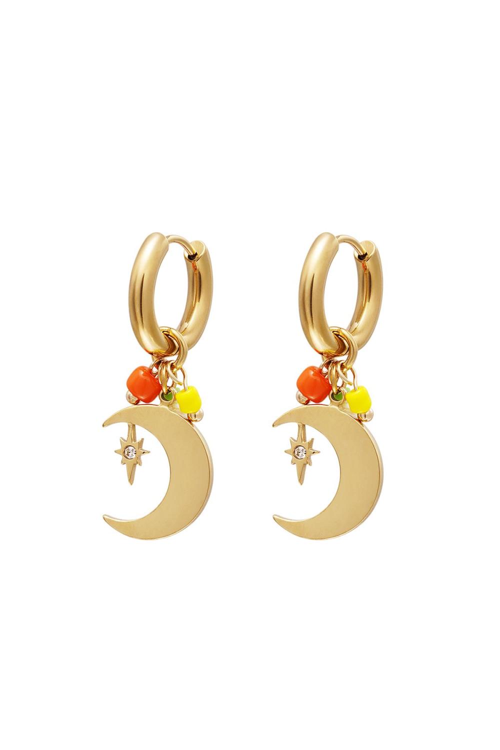 Boucles D'oreilles Pendantes Lune Acier Inoxydable 