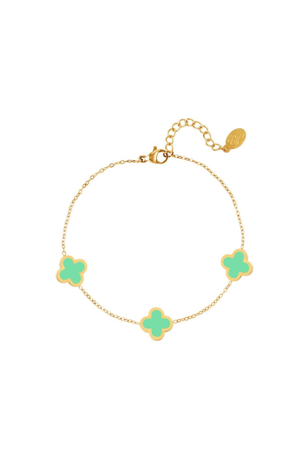 Bracelet Trois Trèfles Colorés - Rose Rosé Acier Inoxydable 