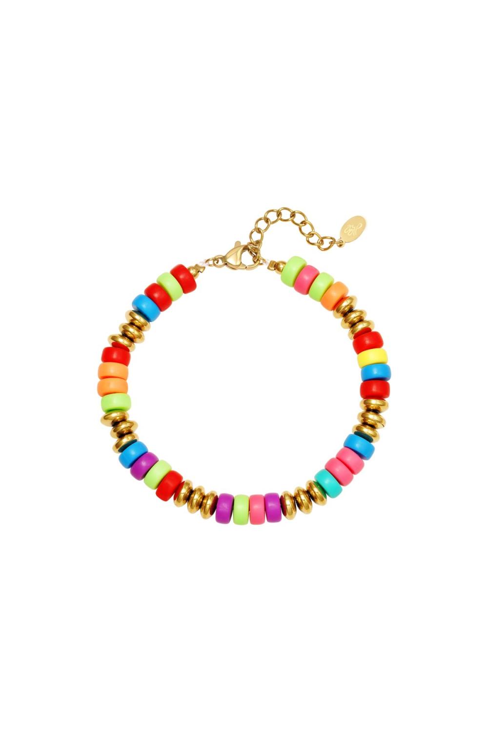 Bracelet Perles Colorées Multicouleur Acier Inoxydable