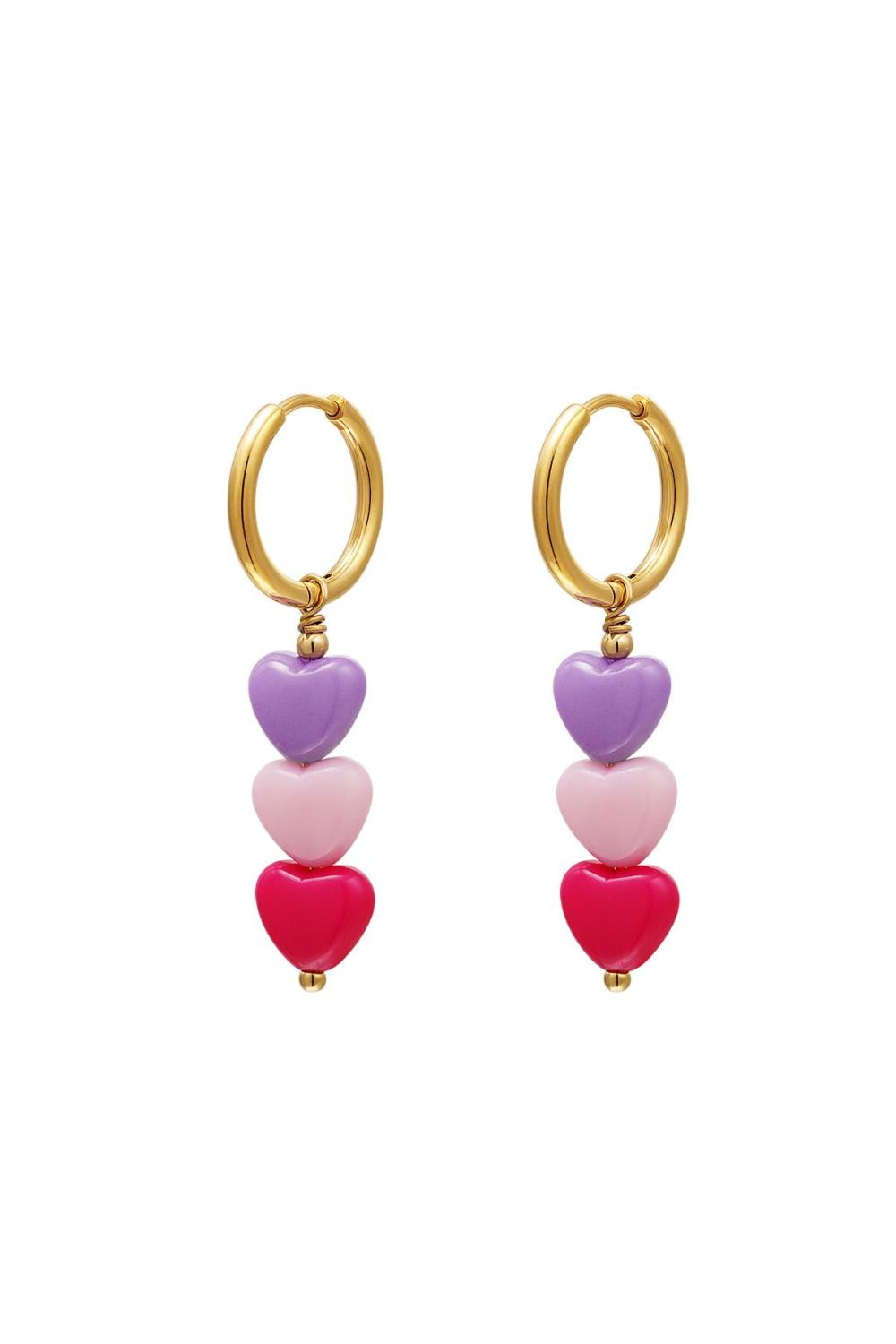 Boucles D'oreilles Coeurs Colorés - Collection #Summergirls Rosé Acier Inoxydable 
