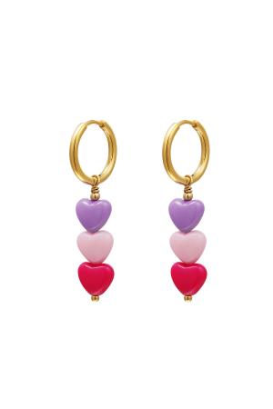 Boucles D'oreilles Coeurs Colorés - Collection #Summergirls Rosé Acier Inoxydable h5 